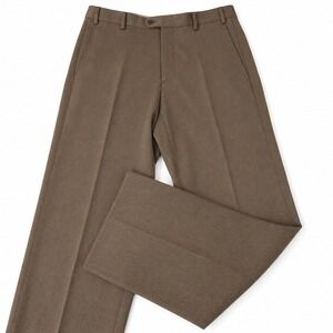 Zanella Todd Dress Pants Mens 32x30 Brown 100% Wool Made Italy Flat Front